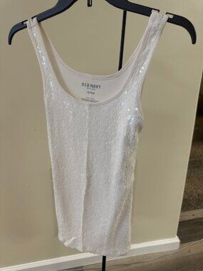 white sequin tank